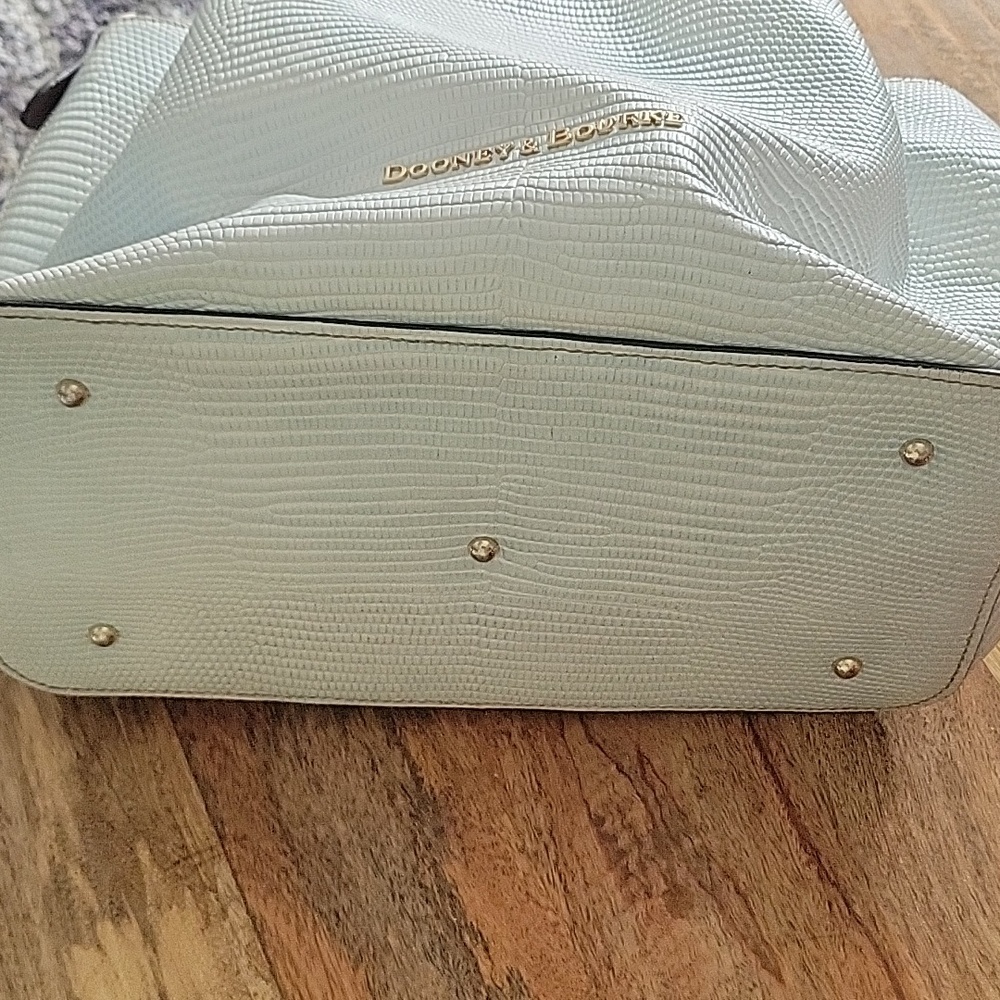 Dooney & Bourke White/Light Blue Lizard Satchel - Picture 13 of 17